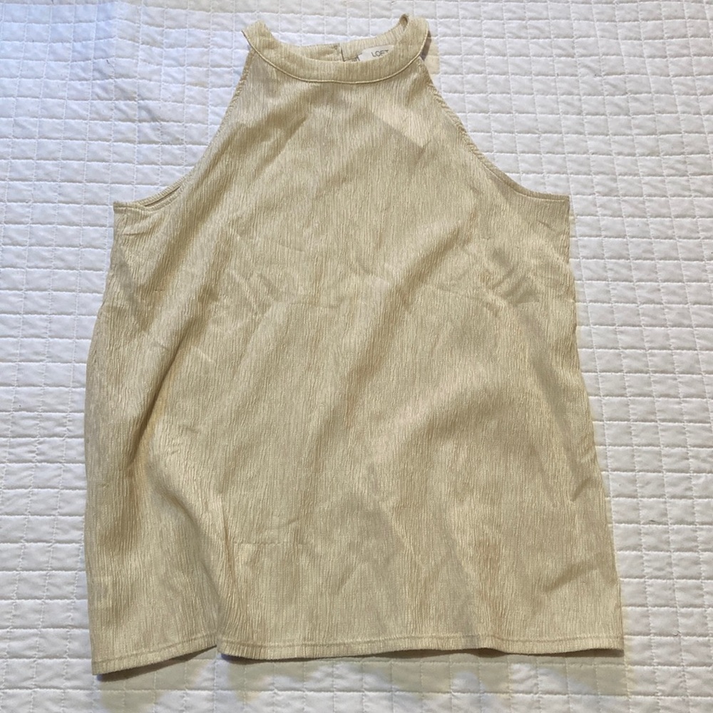 LOFT Outlet Brand Cream, High-Neck, Crepe tank. Size Medium. Tags on.